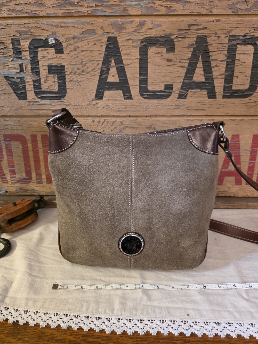 Dooney & Bourke Taupe Suede Crossbody Bag